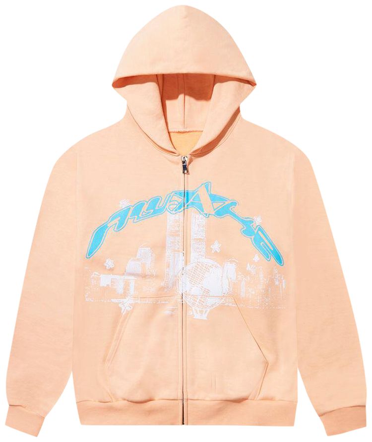 Awake NY Skyline Zip Up Hoodie Peach