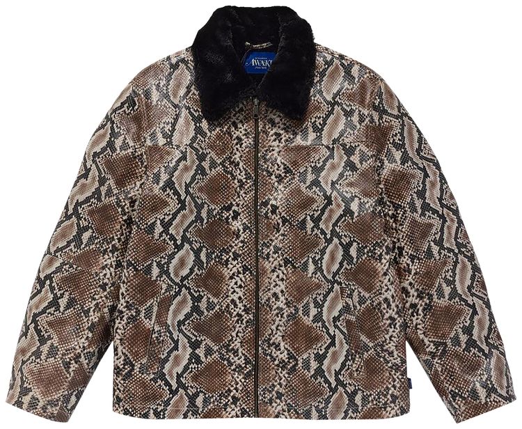 Awake NY Snake Skin Fur Coat White