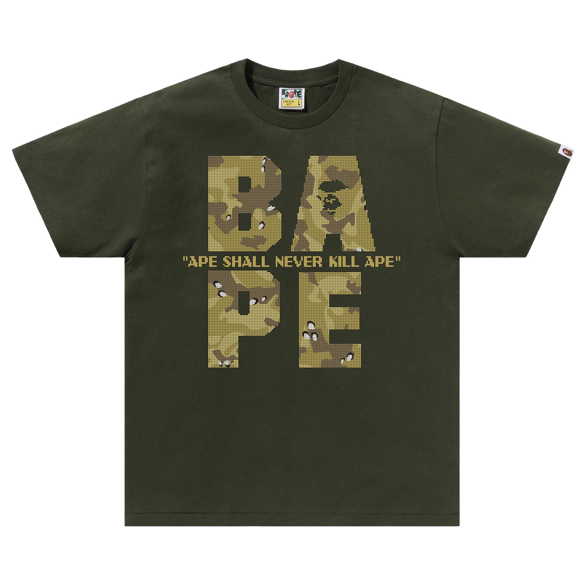 Buy BAPE Bitmap Logo Tee 'Olive' - 1K80 110 041 OLIVE | GOAT