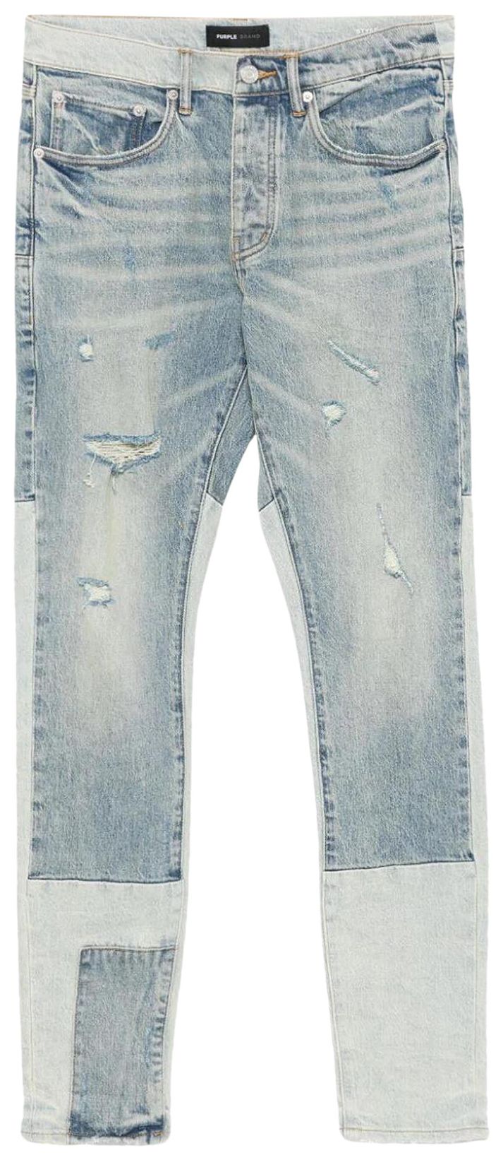 PURPLE BRAND Skinny Patchwork Jeans Mid Indigo