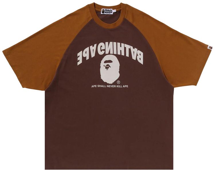 BAPE College Relaxed Fit Raglan Tee Brown