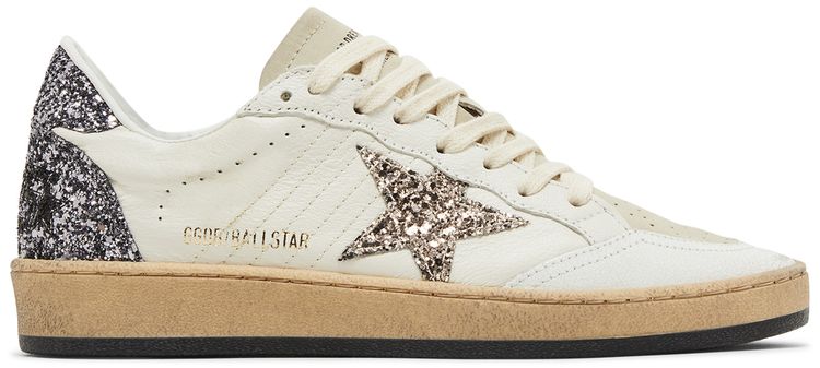 Golden Goose Wmns Ball Star White Beige Silver Glitter