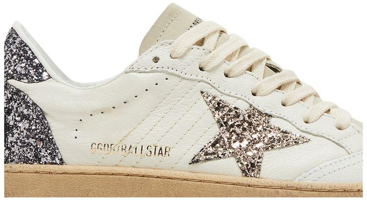 Golden Goose Wmns Ball Star White Beige Silver Glitter