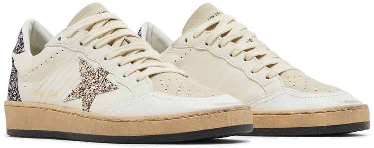 Golden Goose Wmns Ball Star White Beige Silver Glitter
