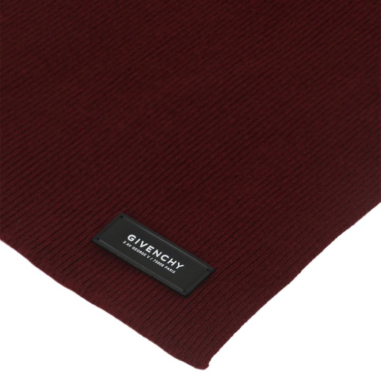 Givenchy Ribbed Wool Patch Scarf Red