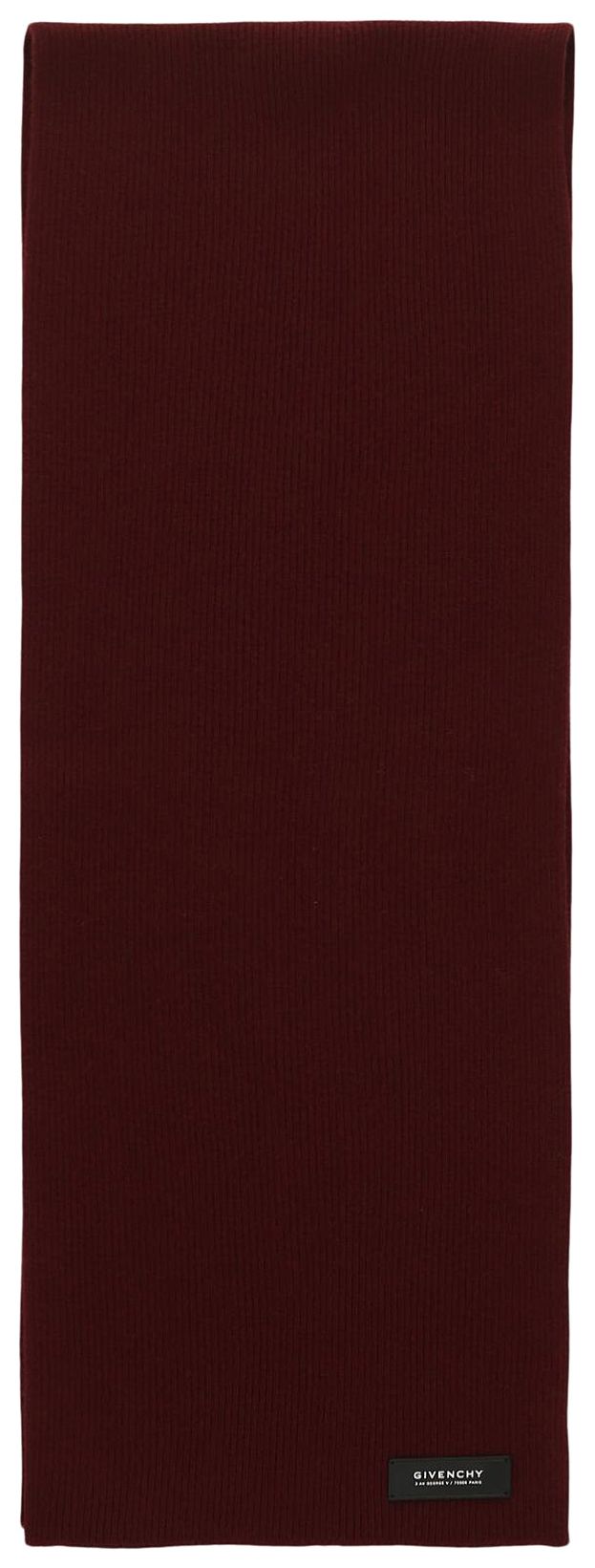 Givenchy Ribbed Wool Patch Scarf Red