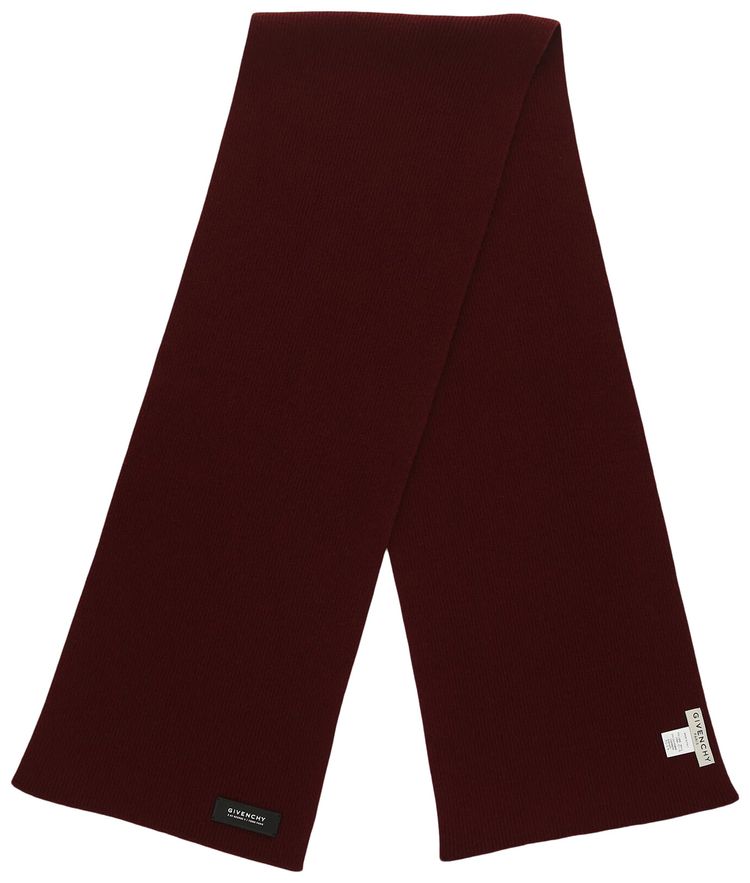 Givenchy Ribbed Wool Patch Scarf Red