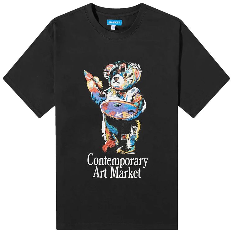 Market Art Bear T Shirt Black