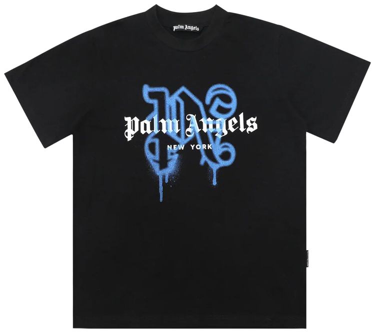 Palm Angels NY Monogram Spray Tee BlackBlue