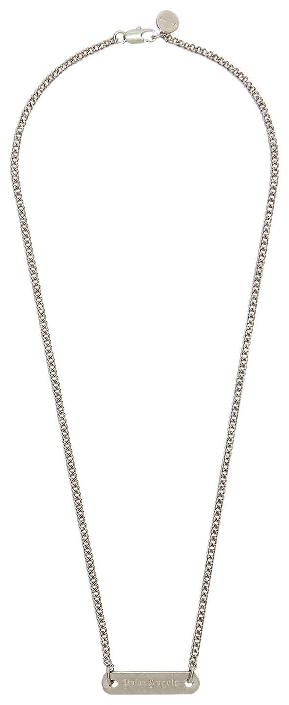 Palm Angels Classic Logo Plate Necklace SilverBlack