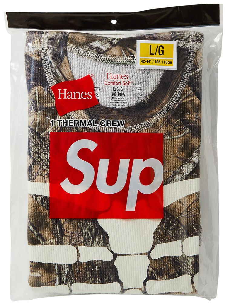 Supreme x Hanes Bones Thermal Crew 1 Pack TrueTimber HTC Fall Camo