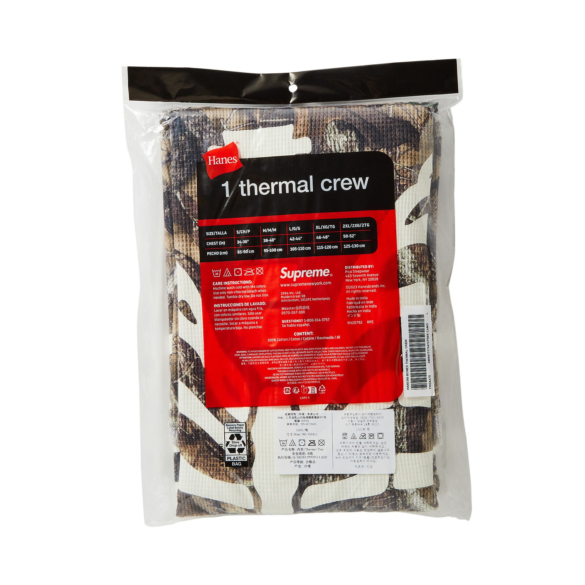 Buy Supreme x Hanes Bones Thermal Crew (1 Pack) 'TrueTimber HTC Fall Camo'  - FW24A75 CAMO | GOAT