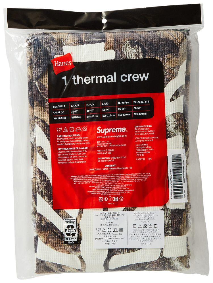 Supreme x Hanes Bones Thermal Crew 1 Pack TrueTimber HTC Fall Camo