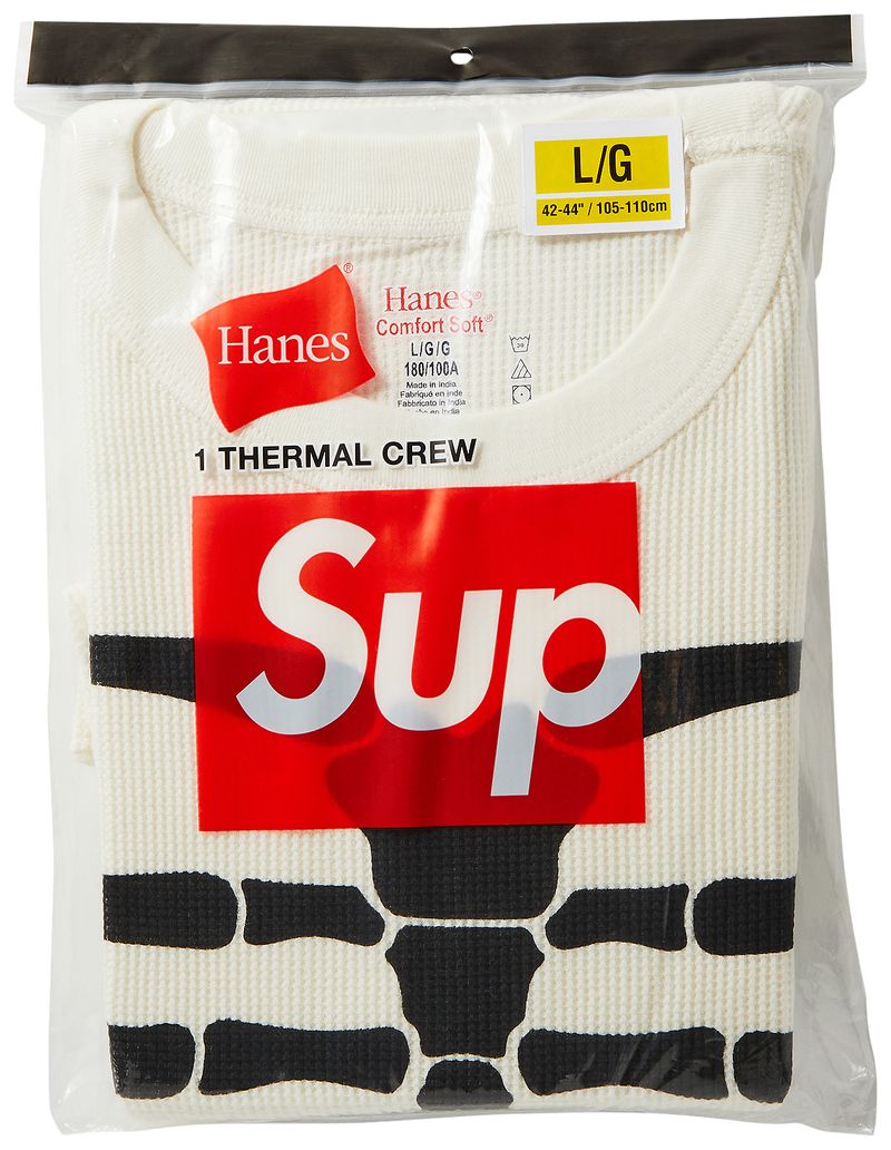 Supreme x Hanes 'Bones' Thermal Crew Top - Men's L