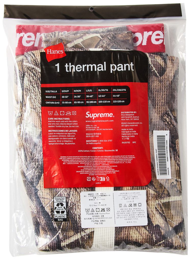Supreme x Hanes Bones Thermal Pant 1 Pack TrueTimber HTC Fall Camo