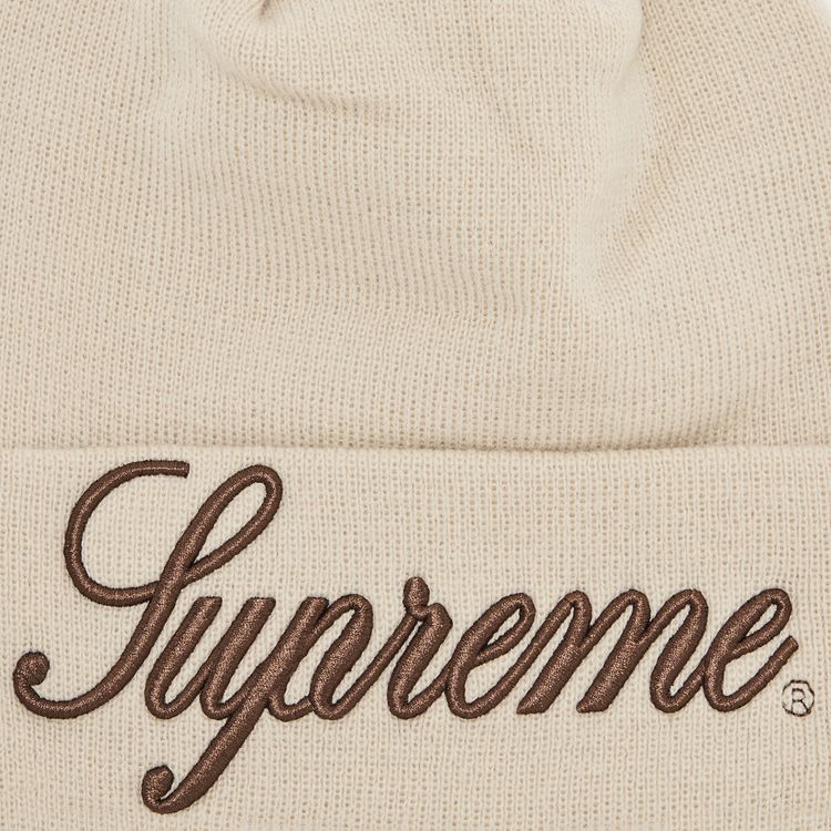 Supreme New Era Script Beanie Stone