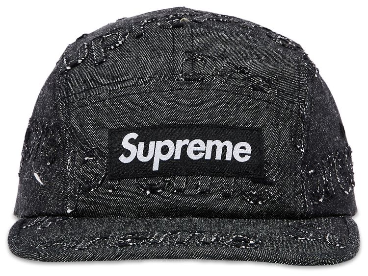 Supreme Lasered Denim Cap Black