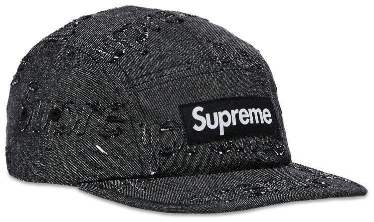 Supreme Lasered Denim Cap Black