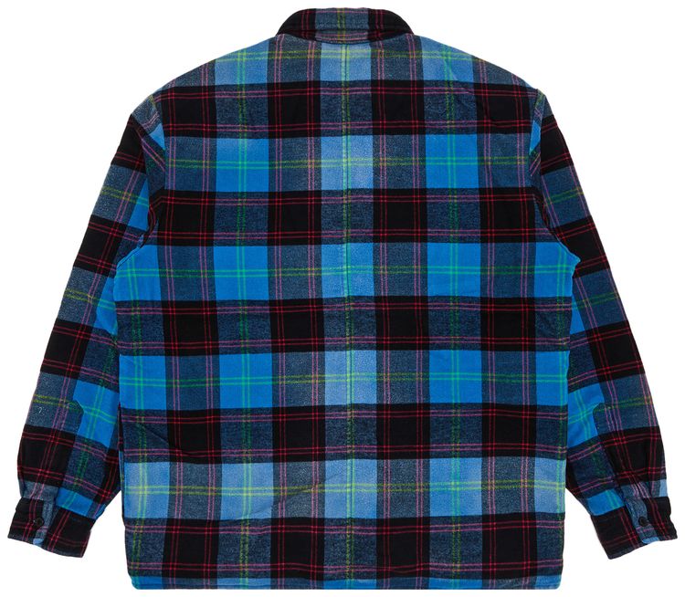 Supreme Quilted Plaid Shirt Blue