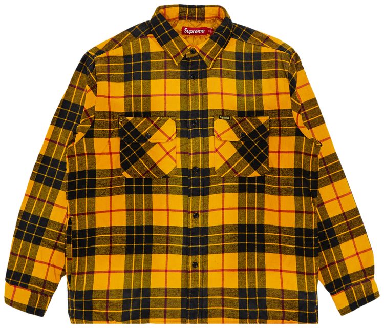 Supreme Quilted Plaid Shirt Yellow