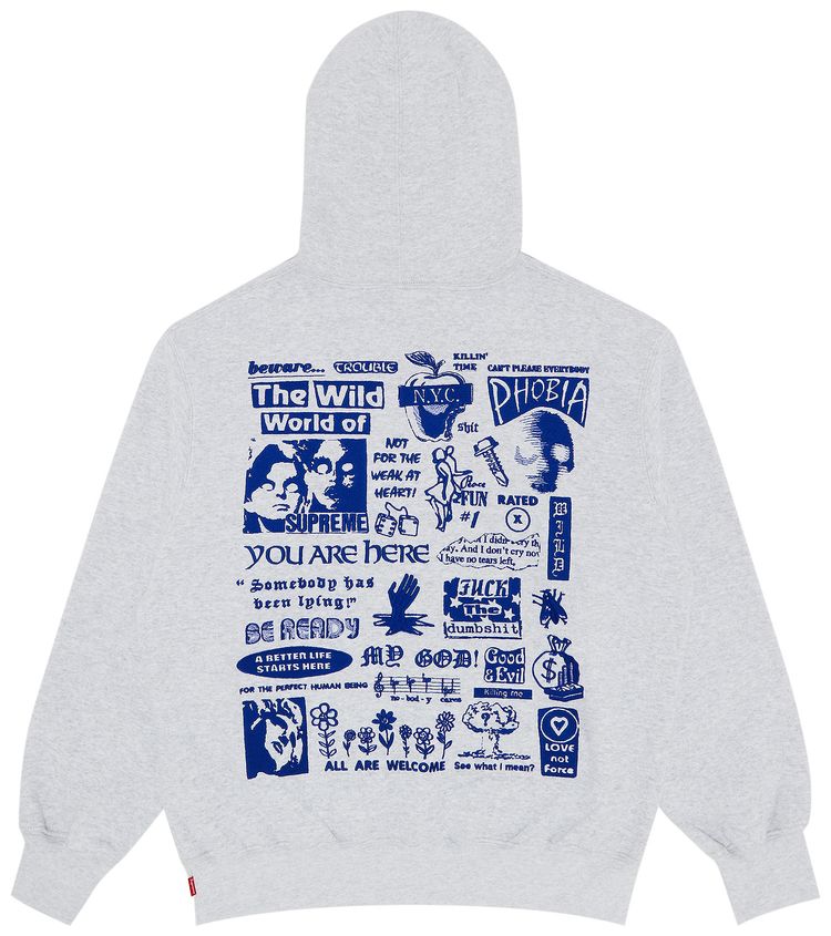 Supreme Wild Embroidered Hooded Sweatshirt Ash Grey