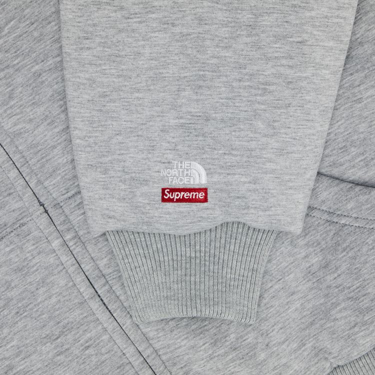 Supreme x The North Face Down Filled Zip Up Hooded Sweatshirt Heather Grey
