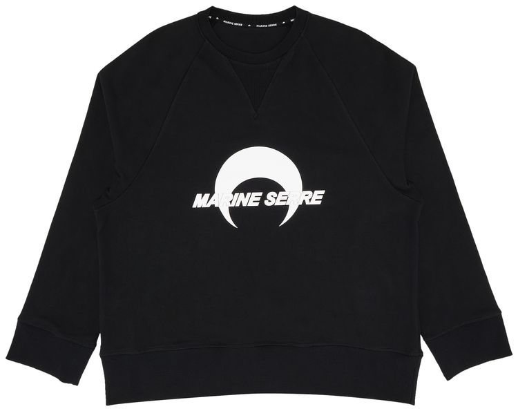 Marine Serre Moon Logo Fleece Raglan Sweatshirt Black
