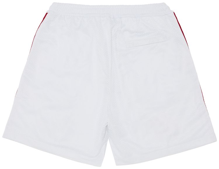 Off White Gothic Logo Mesh Basket Short WhiteHigh Risk Red