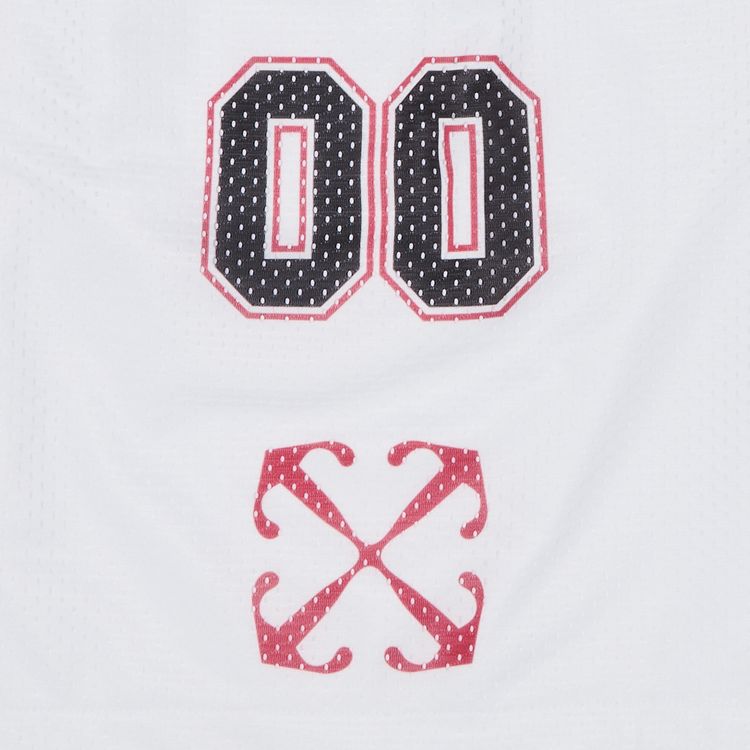 Off White Gothic Logo Mesh Basket Short WhiteHigh Risk Red