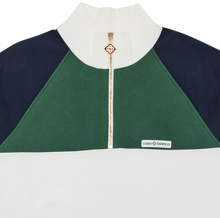 Casablanca 14 Zip Colorblock Sweatshirt GreenNavyWhite