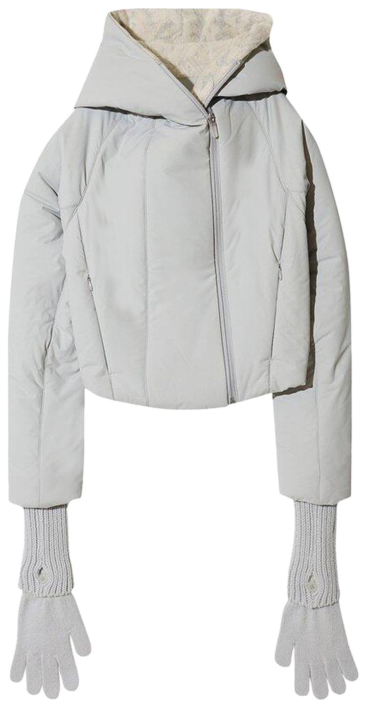 Hyein Seo Padded Crop Jacket With Gloves French Grey