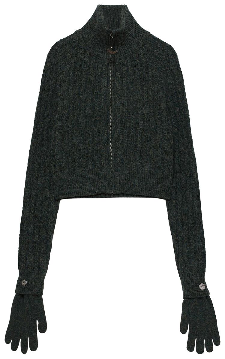 Hyein Seo Troyer Knit Sweater With Gloves Khaki