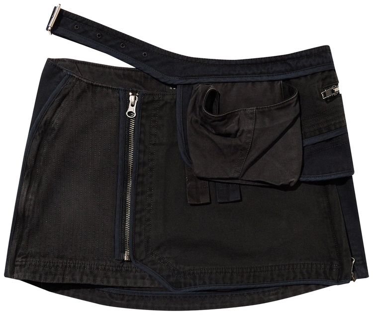 Hyein Seo Patchwork Mini Skirt With Waist Bag Stone