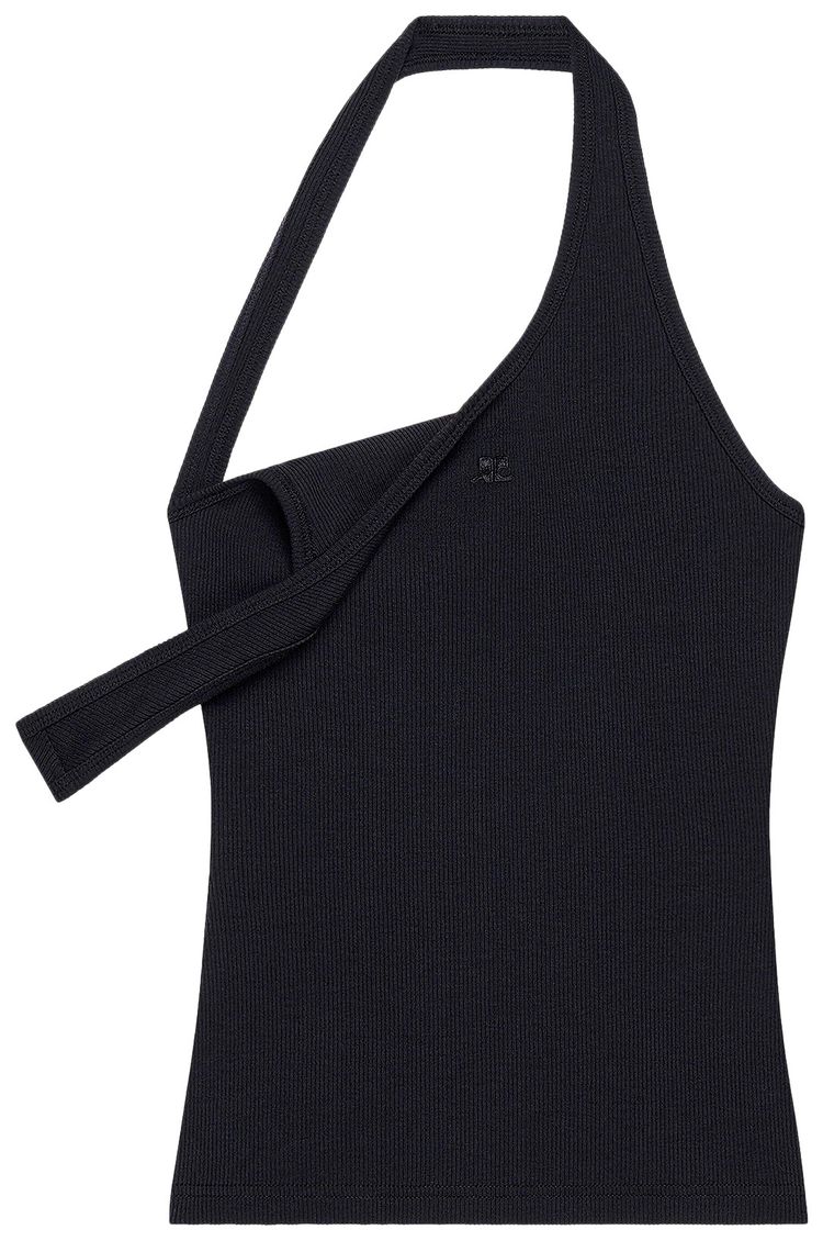 Courreges Asymmetric Rib 90s Tank Top Black
