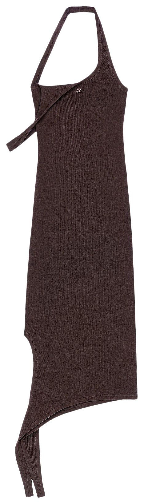 Courreges Undressed Rib Knit Long Dress Chocolate