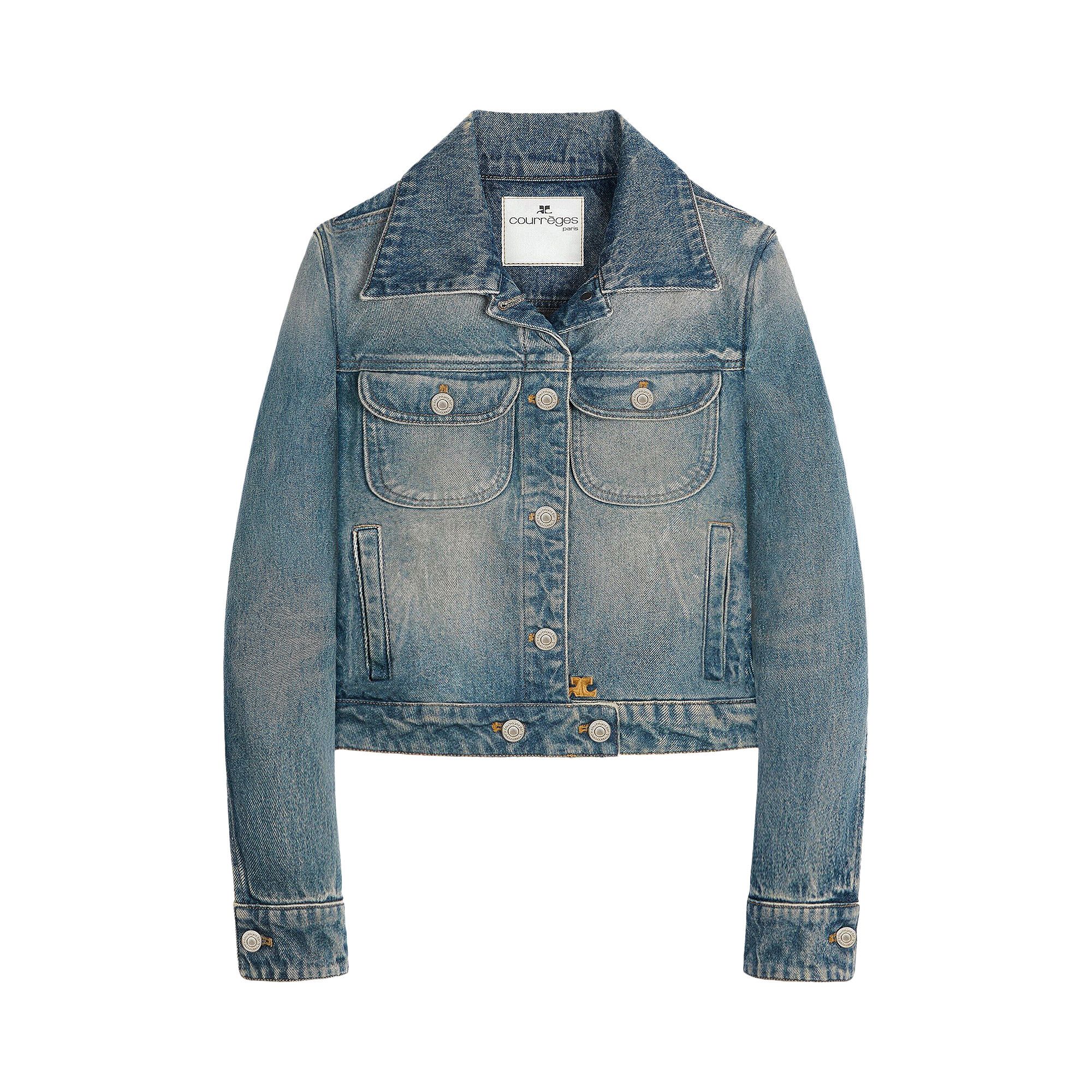 Buy Courrèges Signature Denim Trucker Jacket 'Vintage Medium Blue