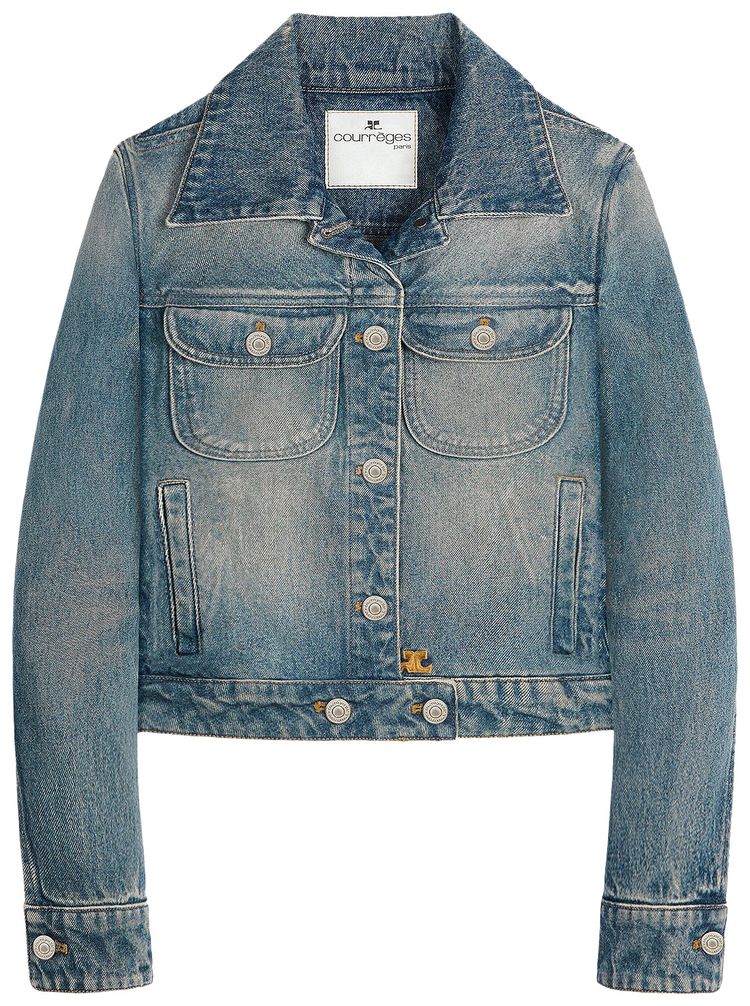 Courreges Signature Denim Trucker Jacket Vintage Medium Blue