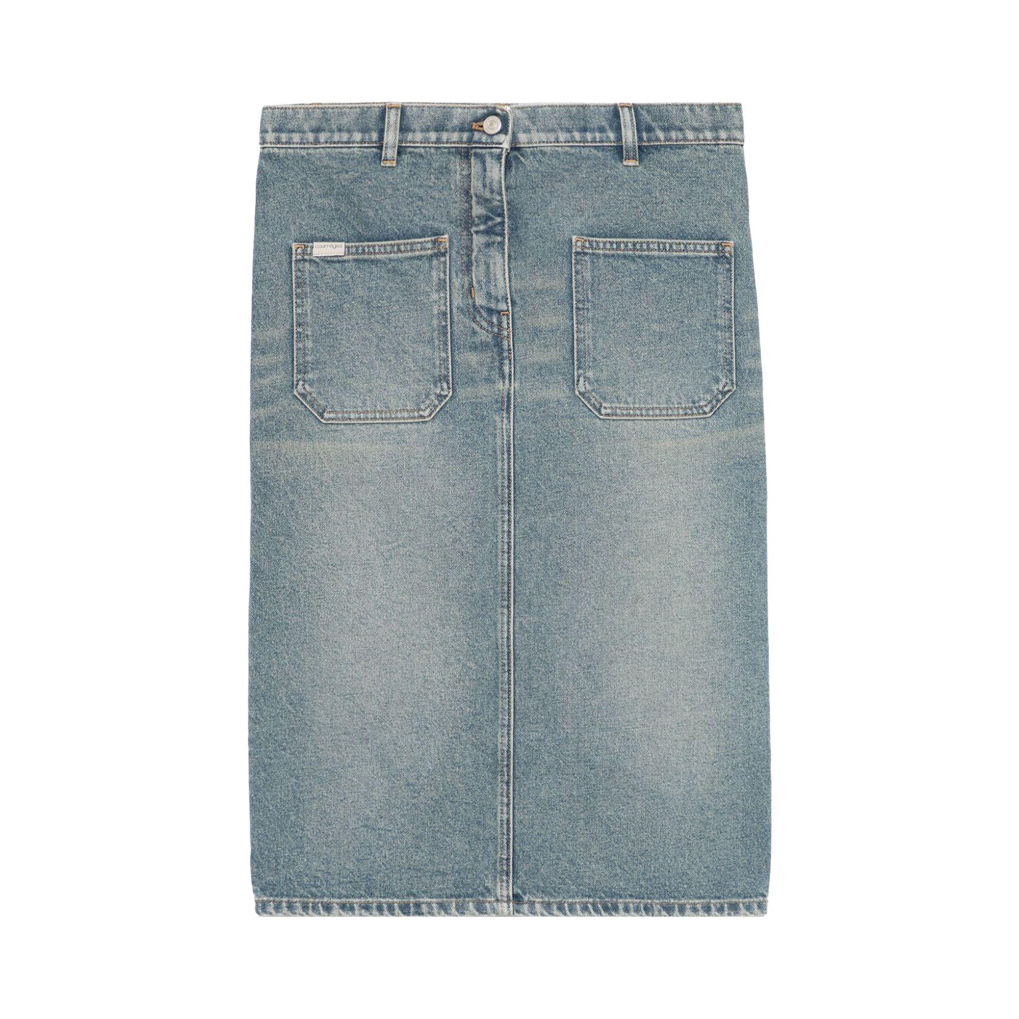COURREGES 国内買付 2-POCKET DENIM SKIRT Buy Courrèges 2 Pocket Denim Skirt 'Vintage Medium Blue