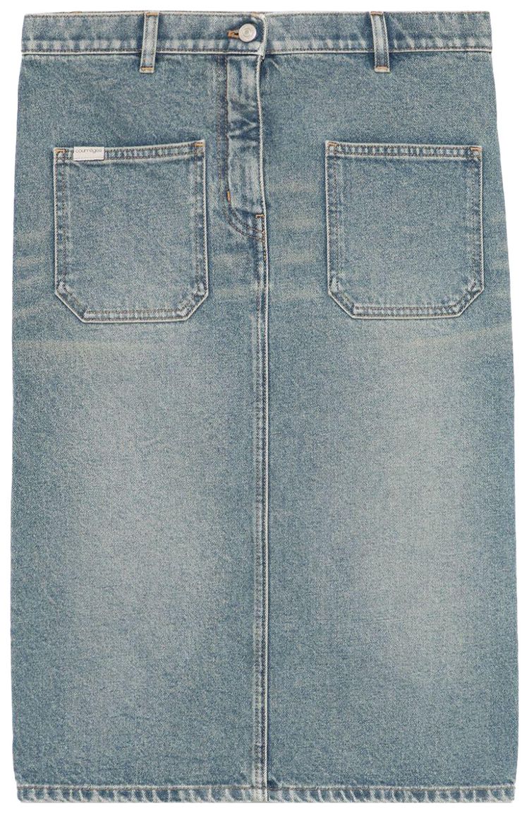 Courreges 2 Pocket Denim Skirt Vintage Medium Blue