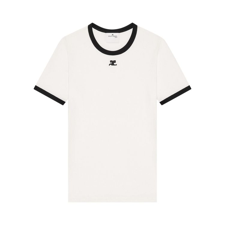 Courreges Signature Contrast T Shirt Heritage WhiteBlack