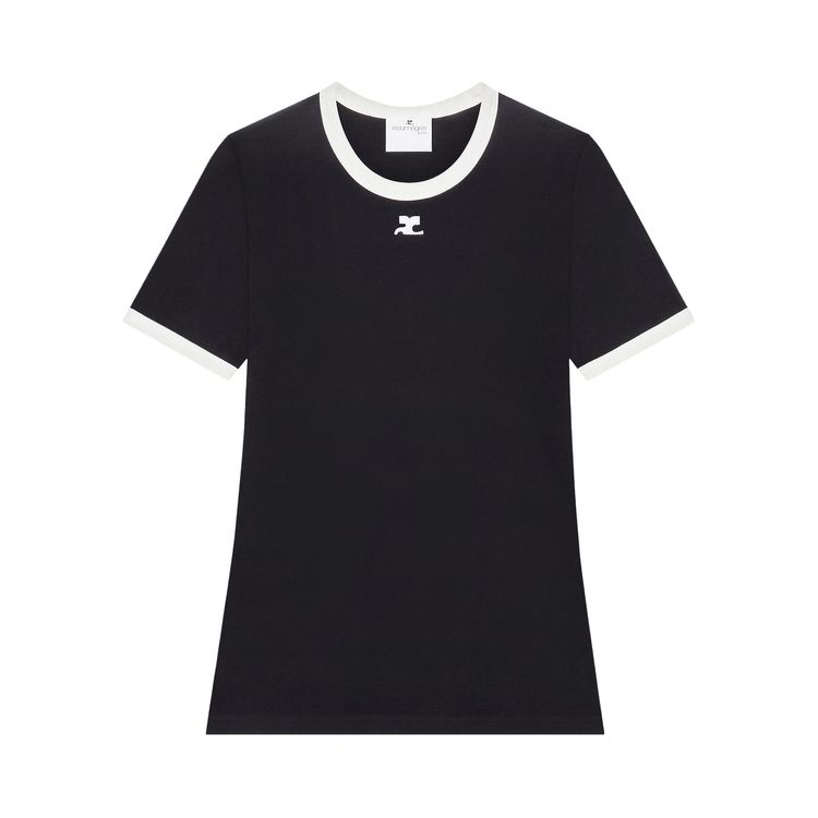 Courreges Signature Contrast T Shirt BlackHeritage White
