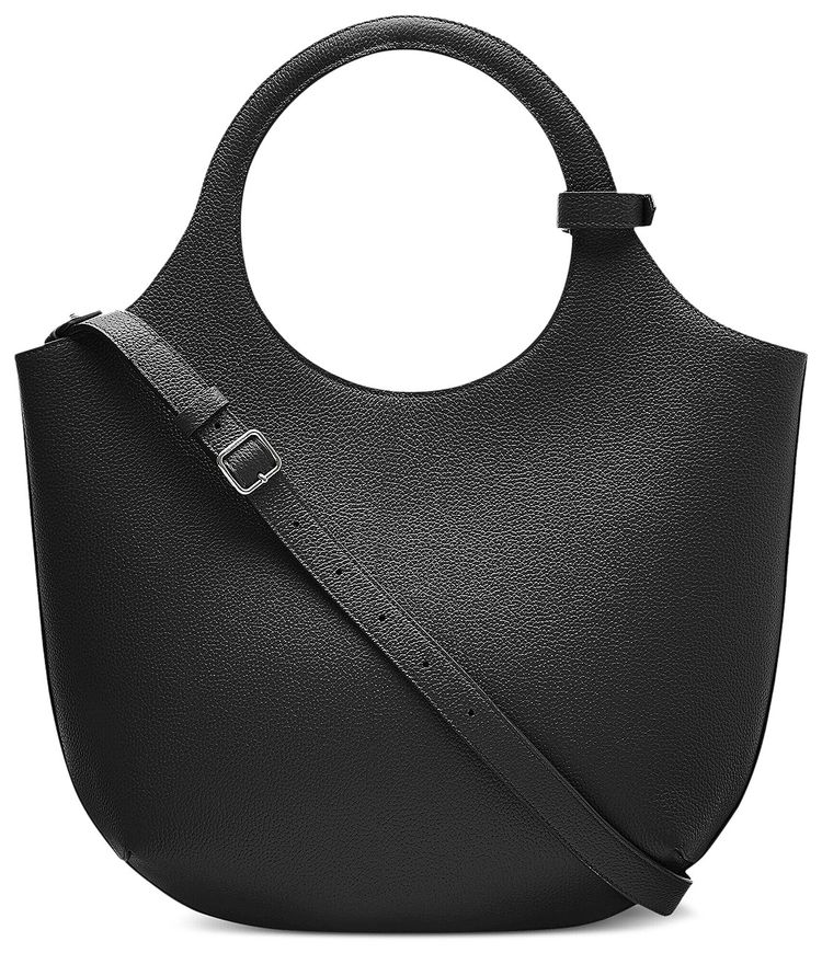 Courreges Medium Holy Grained Leather Bag Black