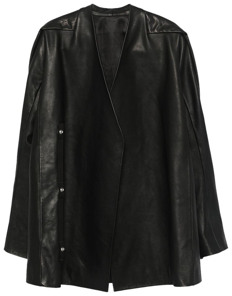 Rick Owens Leather Officer Jacket Black