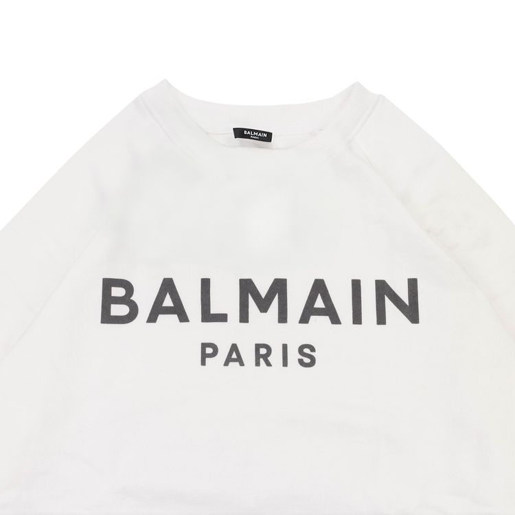 Balmain Logo Print Crewneck Sweatshirt WhiteBlack