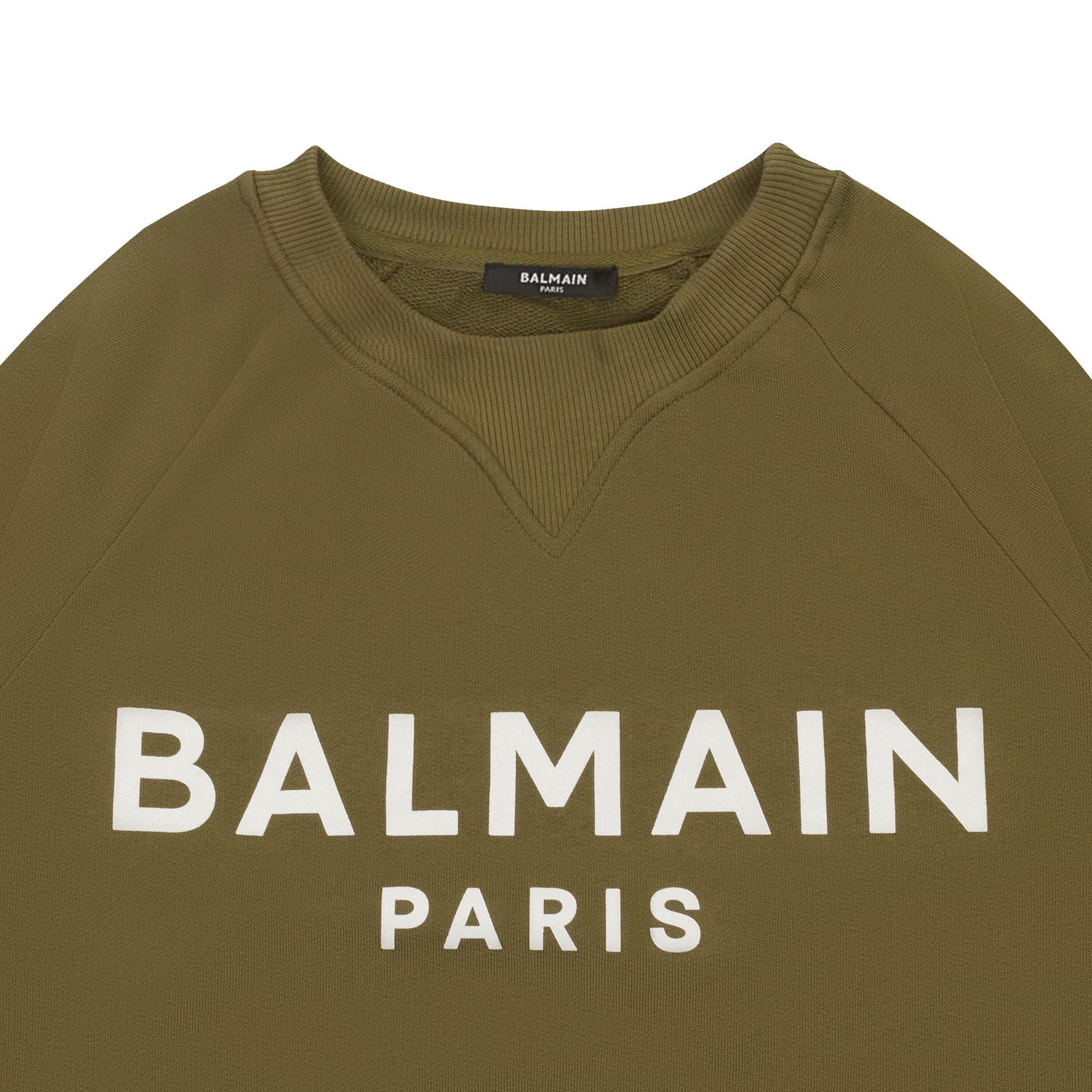 Buy Balmain Logo Print Crewneck Sweatshirt 'Khaki' - AH1JQ005BB65