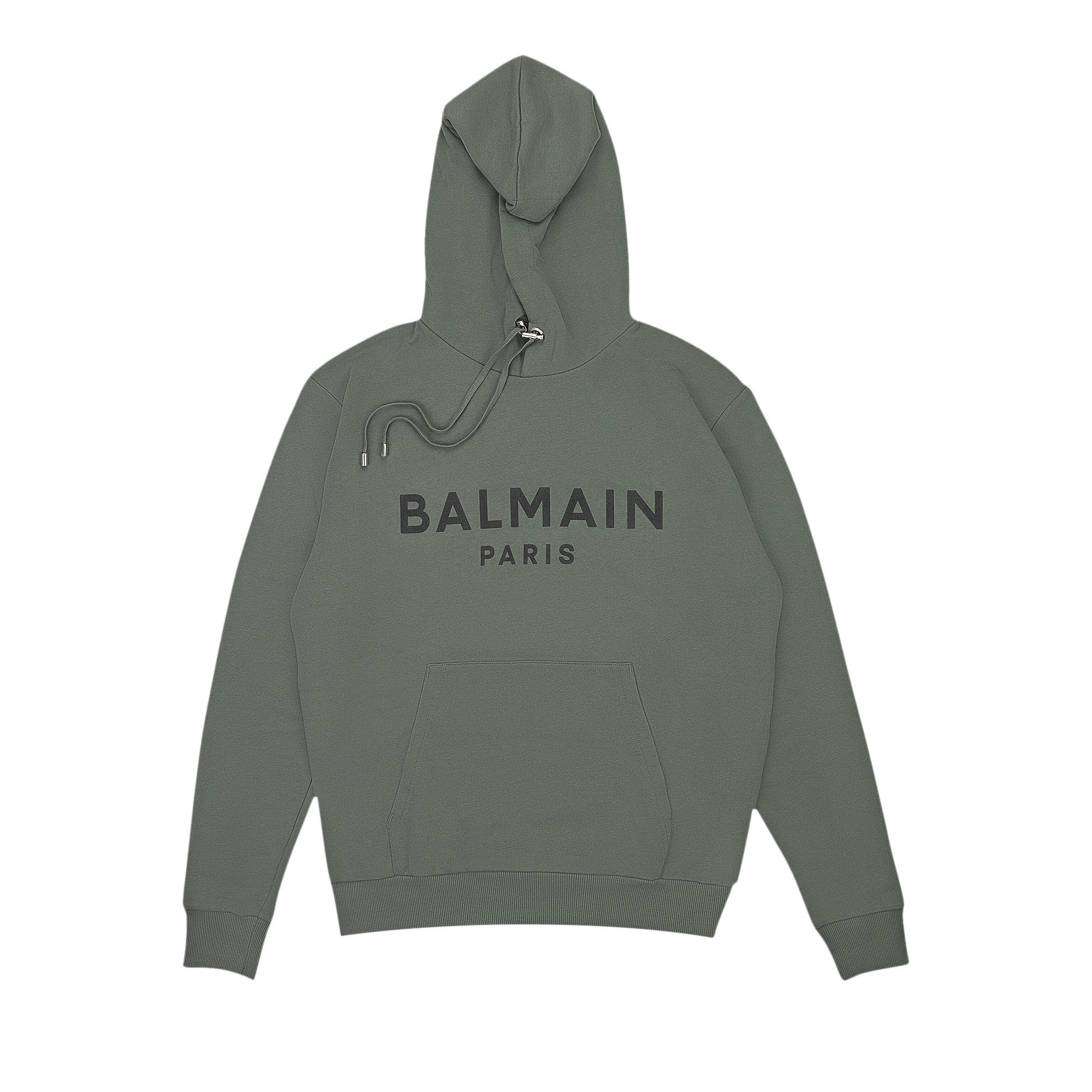 Buy Balmain Logo Printed Drawstring Hoodie 'Green/Black
