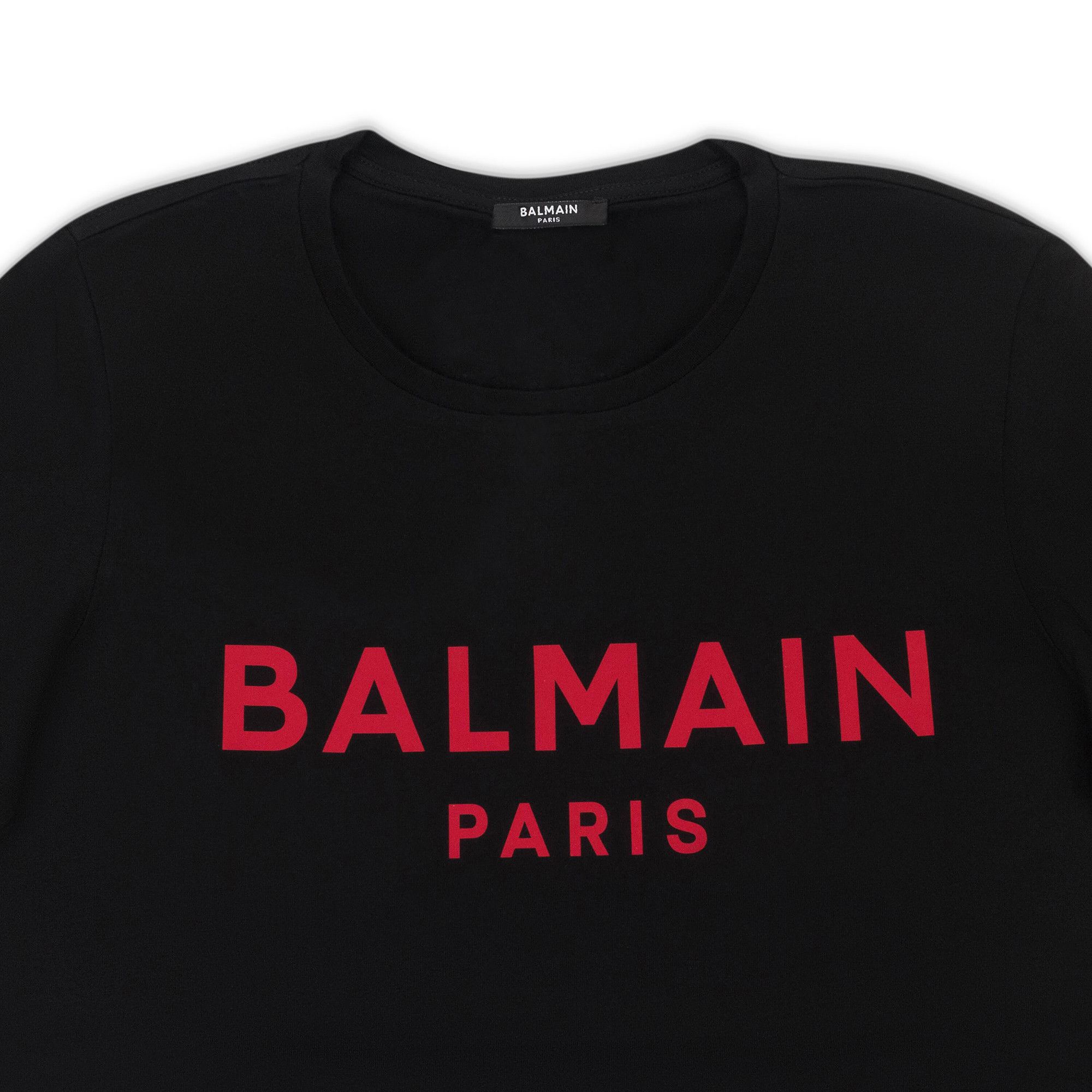 Buy Balmain Logo Fitted T-Shirt 'Black/Red' - YH4EF000BB65 EAE | GOAT