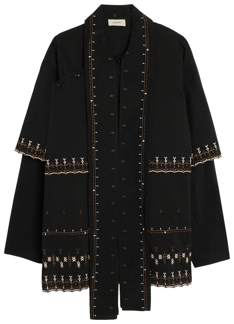 Lemaire Embroidered Asymmetrical Blouse Black