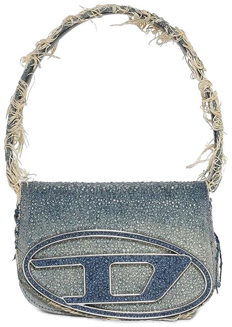 Diesel 1DR Denim And Crystal Shoulder Bag Med Blue