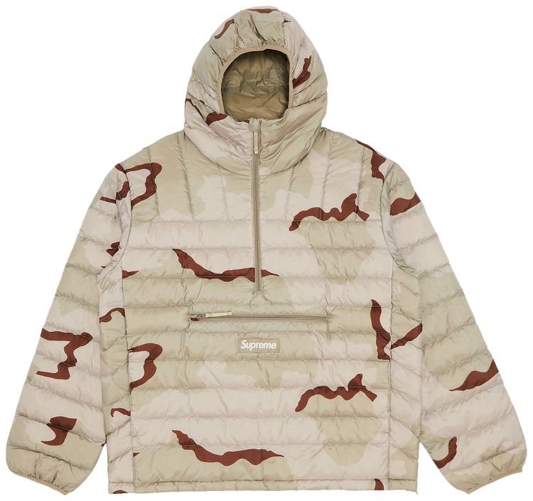Supreme Micro Down Half Zip Hooded Pullover Desert Camo